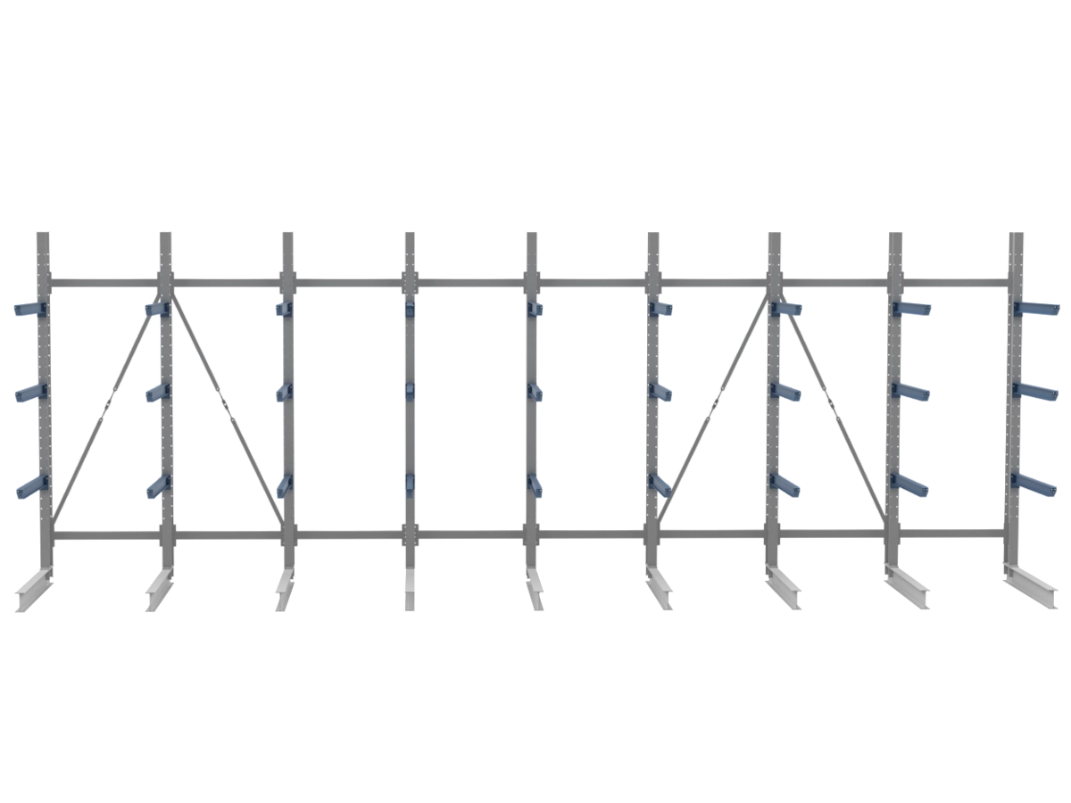 Nimar Rij Draagarmstelling PCBR H=3500 HOH=1200 D=1200 3x Niveau 775kg/draagarm - Afbeelding 2