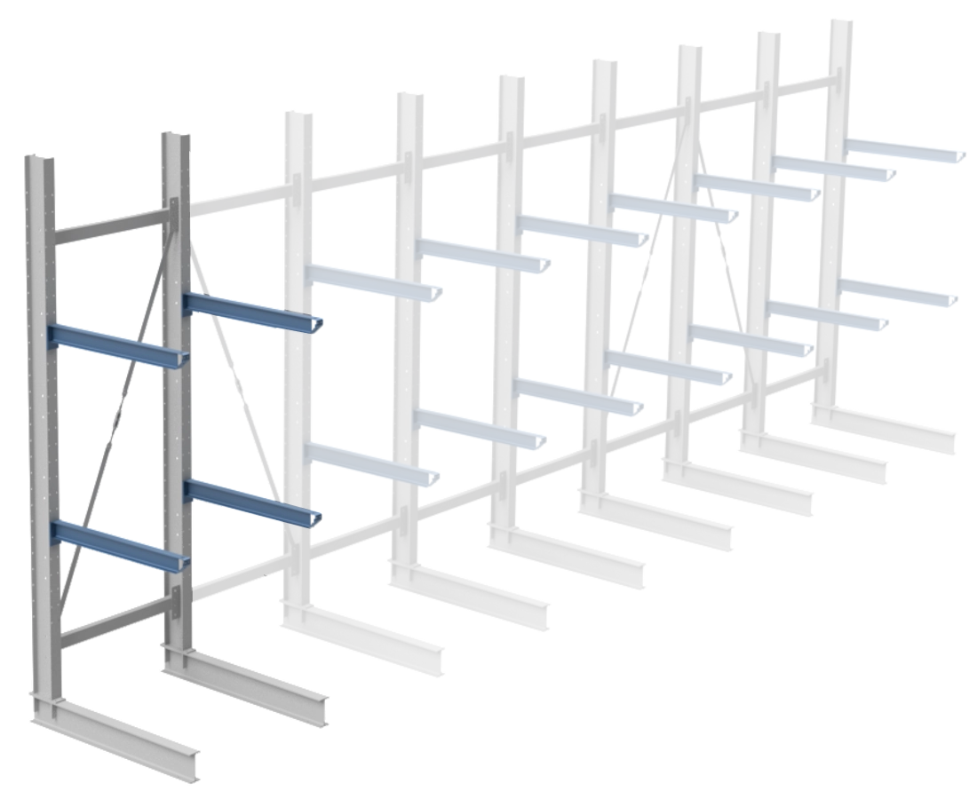 Nimar Rij Draagarmstelling PCBR H=3500 HOH=1200 D=1200 2x Niveau 775kg/draagarm - Afbeelding 4