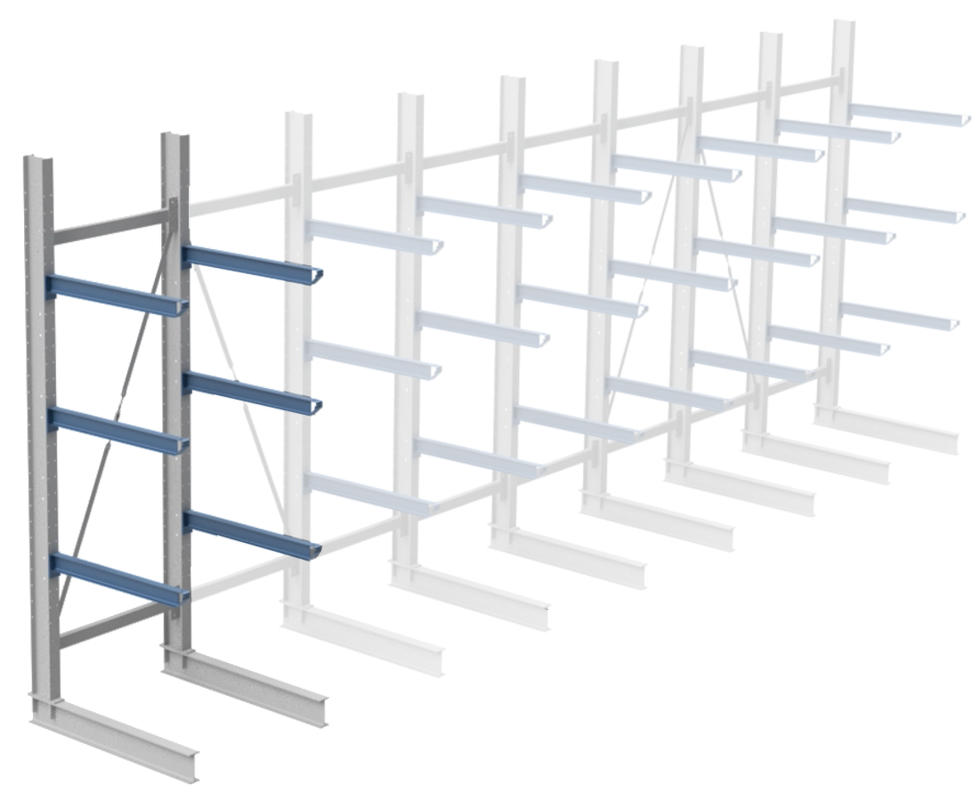 Nimar Rij Draagarmstelling PCBR H=3500 HOH=1200 D=1200 3x Niveau 775kg/draagarm - Afbeelding 4