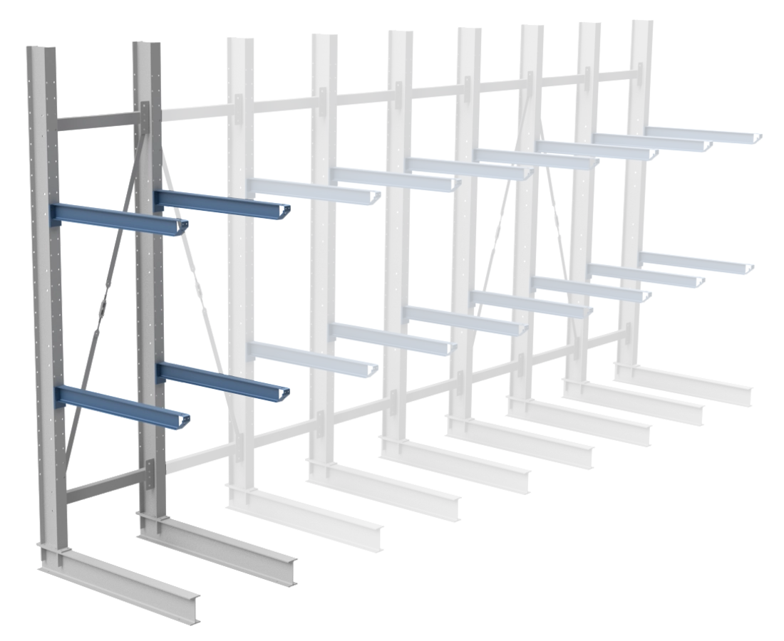 Nimar Rij Draagarmstelling PCBR H=3500 HOH=900 D=1200 2x Niveau 775kg/draagarm - Afbeelding 4