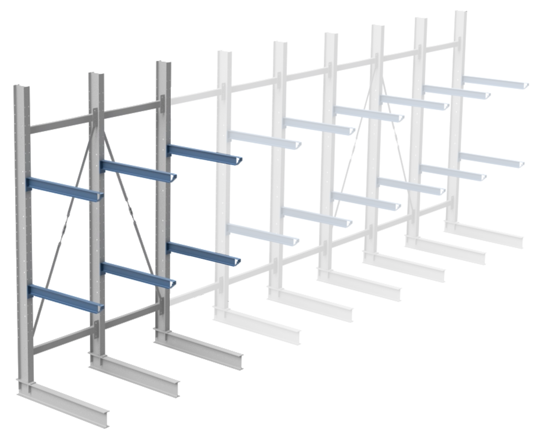Nimar Rij Draagarmstelling PCBR H=3500 HOH=1200 D=1200 2x Niveau 775kg/draagarm - Afbeelding 5