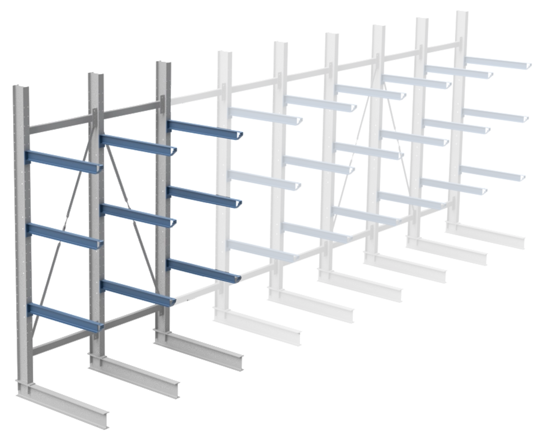 Nimar Rij Draagarmstelling PCBR H=3500 HOH=1200 D=1200 3x Niveau 775kg/draagarm - Afbeelding 5