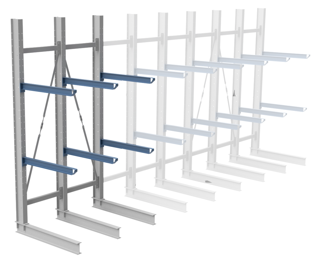 Nimar Rij Draagarmstelling PCBR H=3500 HOH=900 D=1200 2x Niveau 775kg/draagarm - Afbeelding 5