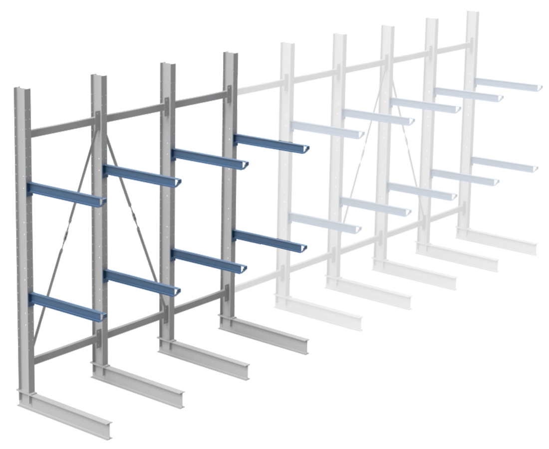 Nimar Rij Draagarmstelling PCBR H=3500 HOH=1200 D=1200 2x Niveau 775kg/draagarm - Afbeelding 6