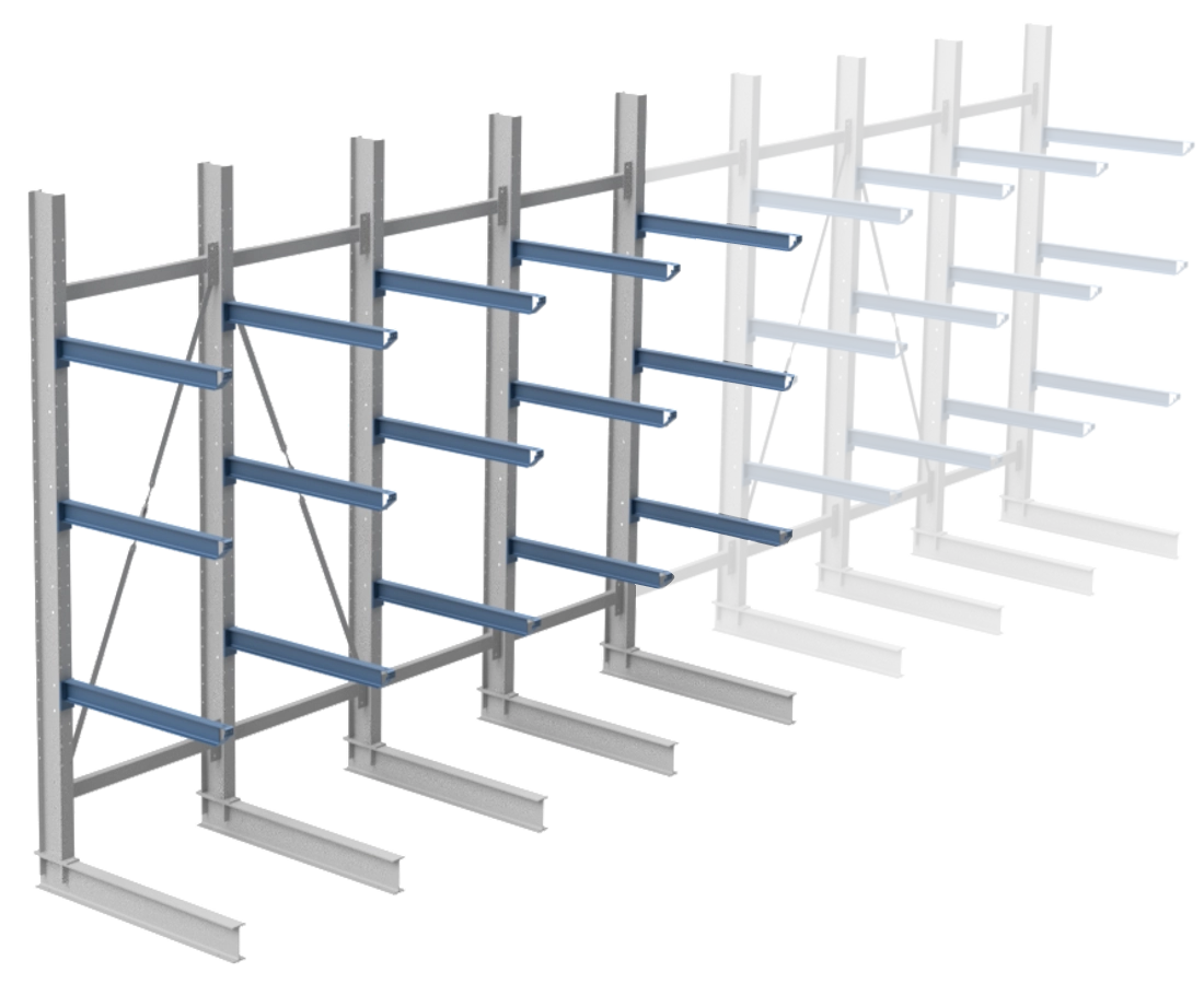 Nimar Rij Draagarmstelling PCBR H=3500 HOH=1200 D=1200 3x Niveau 775kg/draagarm - Afbeelding 7