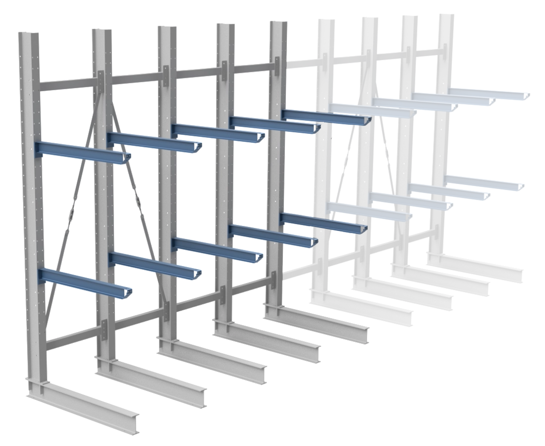 Nimar Rij Draagarmstelling PCBR H=3500 HOH=900 D=1200 2x Niveau 775kg/draagarm - Afbeelding 7