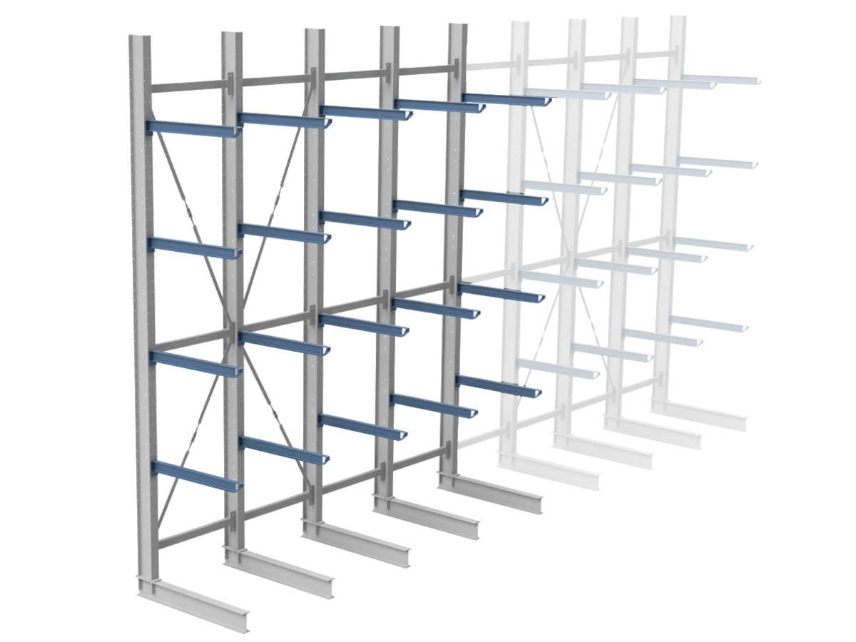 Nimar Rij Draagarmstelling PCBR H=5500 HOH=1200 D=1200 4x Niveau 775kg/draagarm - Afbeelding 7
