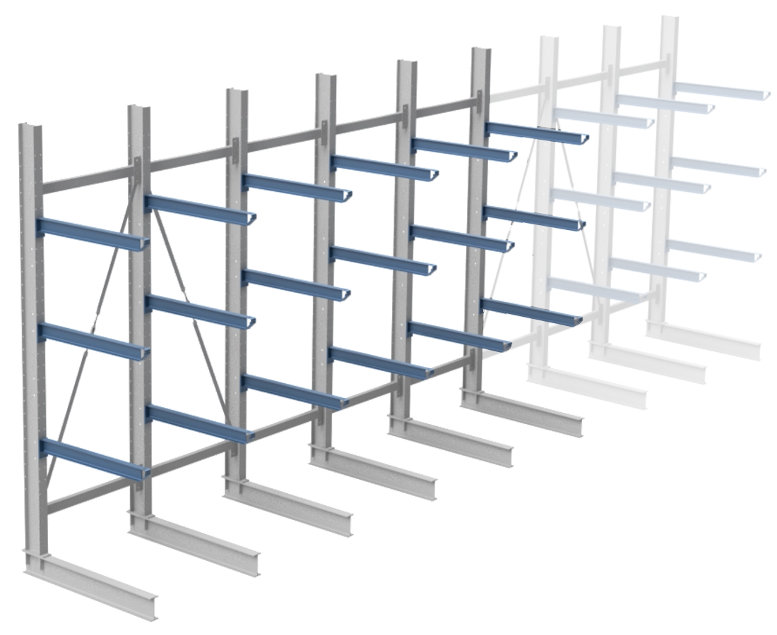 Nimar Rij Draagarmstelling PCBR H=3500 HOH=1200 D=1200 3x Niveau 775kg/draagarm - Afbeelding 8