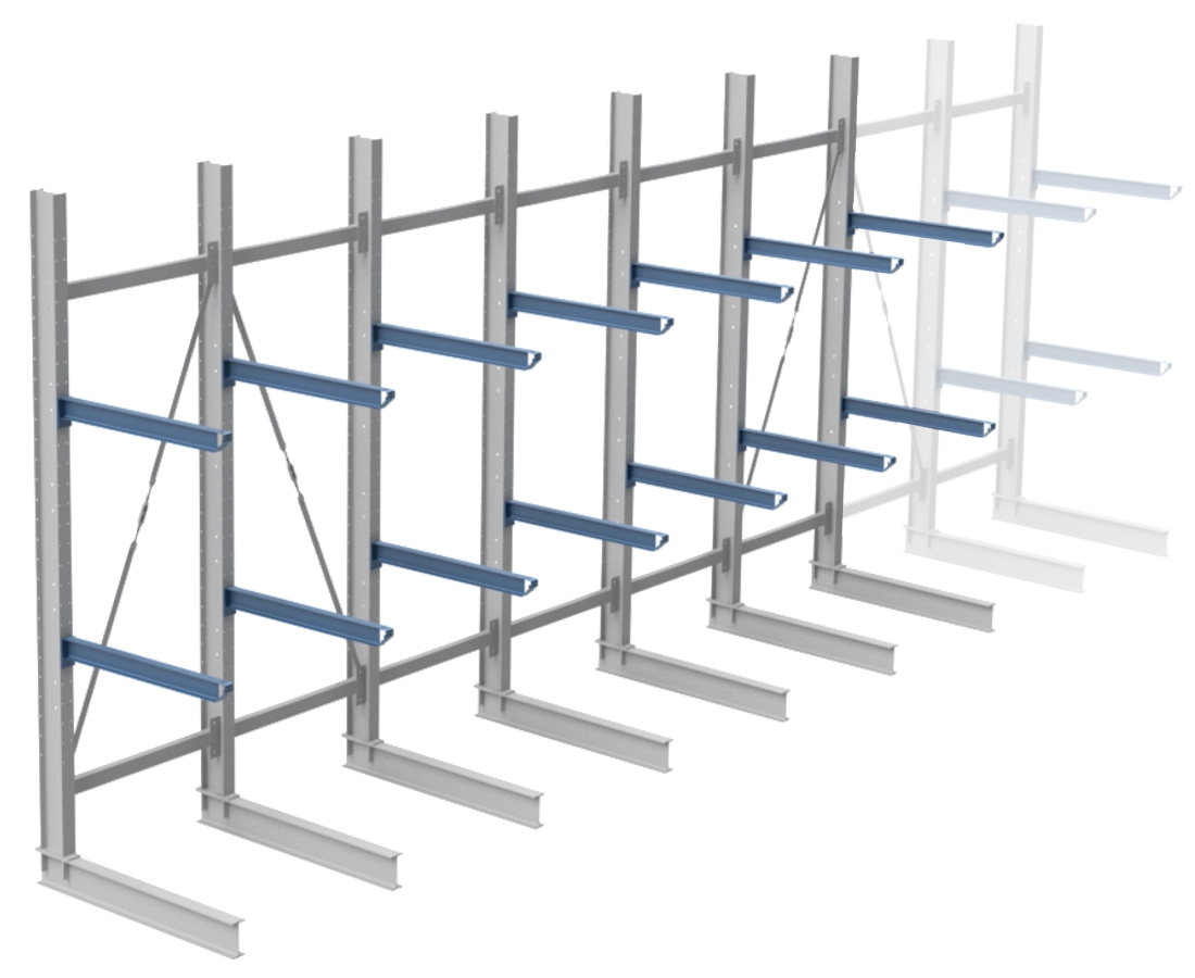 Nimar Rij Draagarmstelling PCBR H=3500 HOH=1200 D=1200 2x Niveau 775kg/draagarm - Afbeelding 9