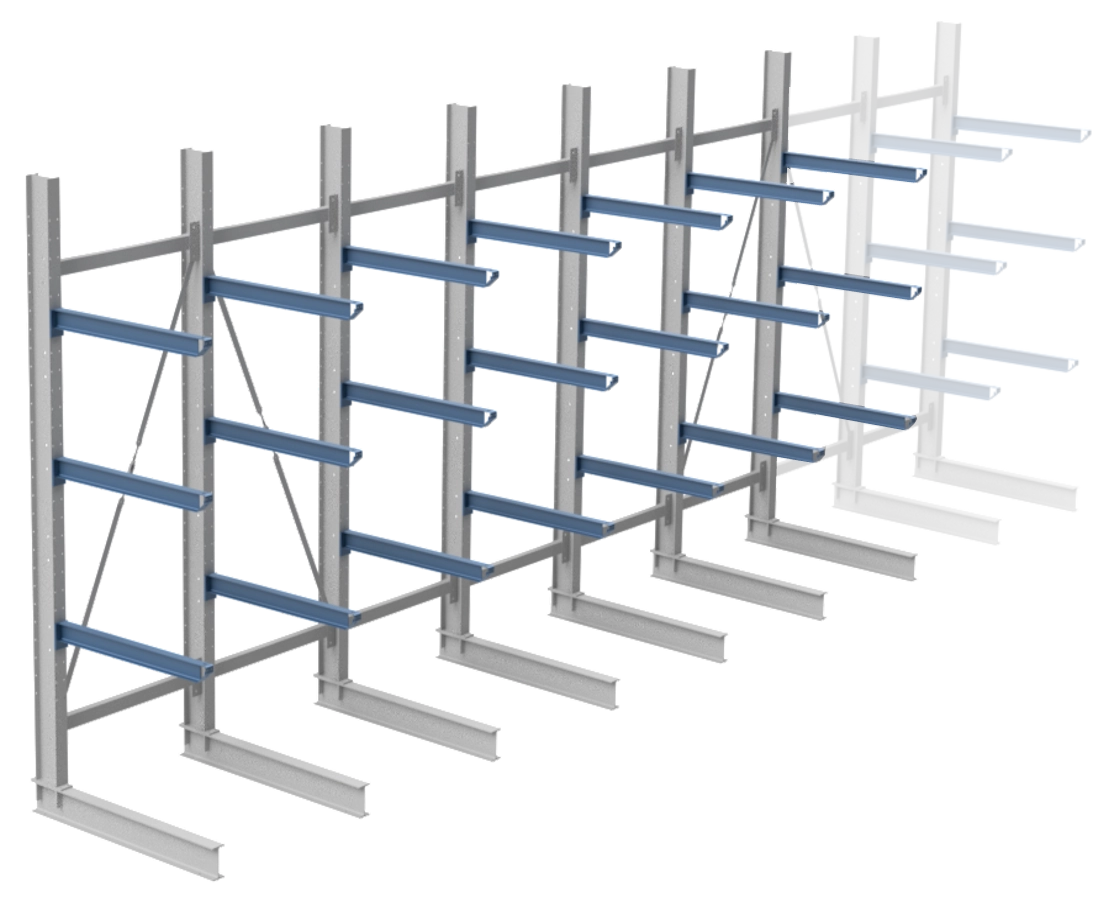 Nimar Rij Draagarmstelling PCBR H=3500 HOH=1200 D=1200 3x Niveau 775kg/draagarm - Afbeelding 9