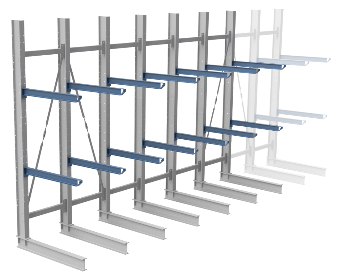 Nimar Rij Draagarmstelling PCBR H=3500 HOH=900 D=1200 2x Niveau 775kg/draagarm - Afbeelding 9