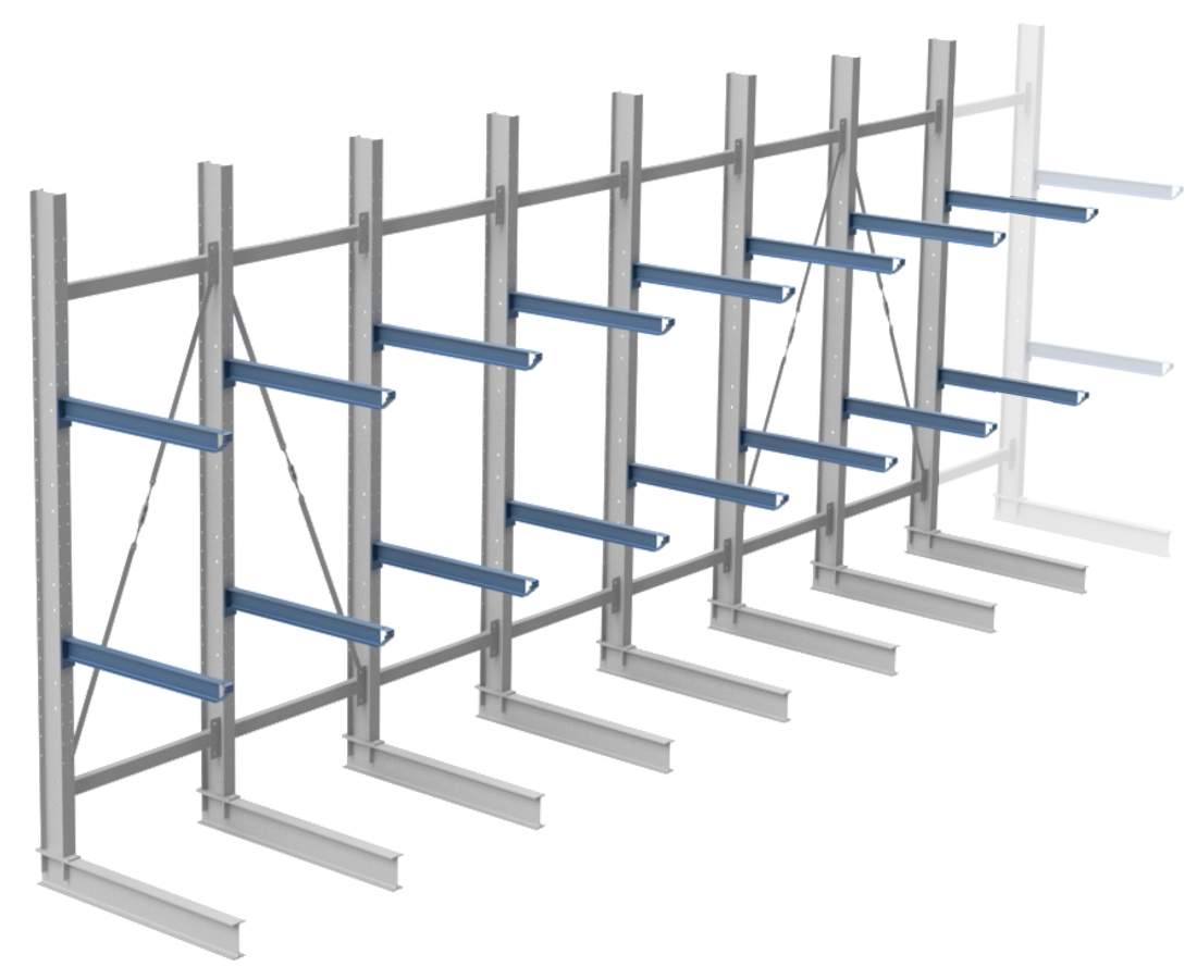 Nimar Rij Draagarmstelling PCBR H=3500 HOH=1200 D=1200 2x Niveau 775kg/draagarm - Afbeelding 10