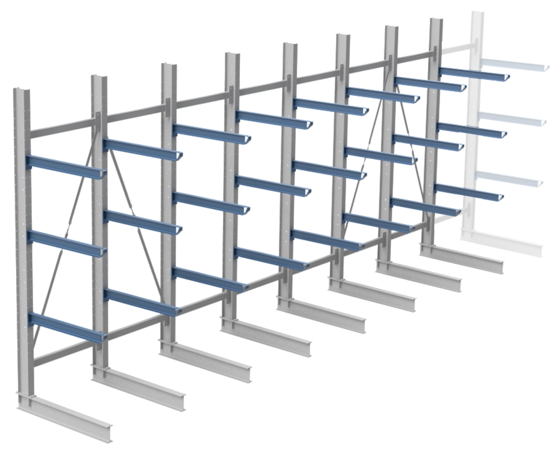 Nimar Rij Draagarmstelling PCBR H=3500 HOH=1200 D=1200 3x Niveau 775kg/draagarm - Afbeelding 10