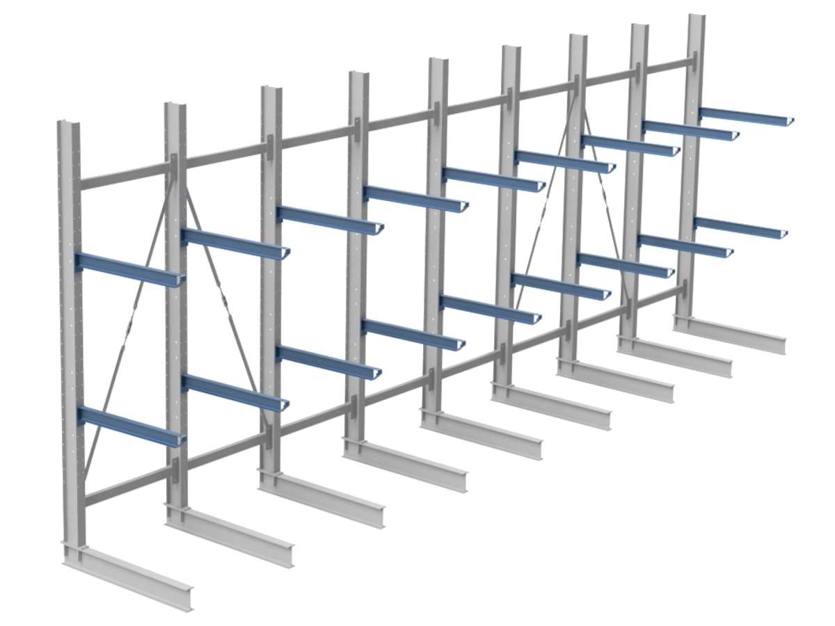 Nimar Rij Draagarmstelling PCBR H=3500 HOH=1200 D=1200 2x Niveau 775kg/draagarm