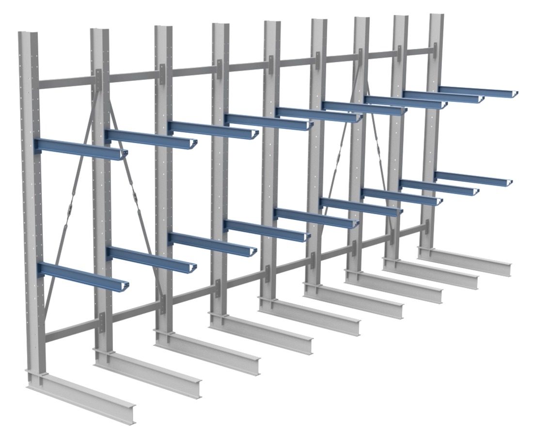 Nimar Rij Draagarmstelling PCBR H=3500 HOH=900 D=1200 2x Niveau 775kg/draagarm - Afbeelding 11