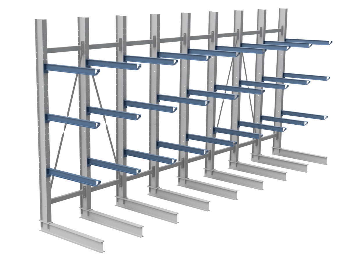 Nimar Rij Draagarmstelling PCBR H=3500 HOH=1200 D=1200 3x Niveau 775kg/draagarm - Afbeelding 11