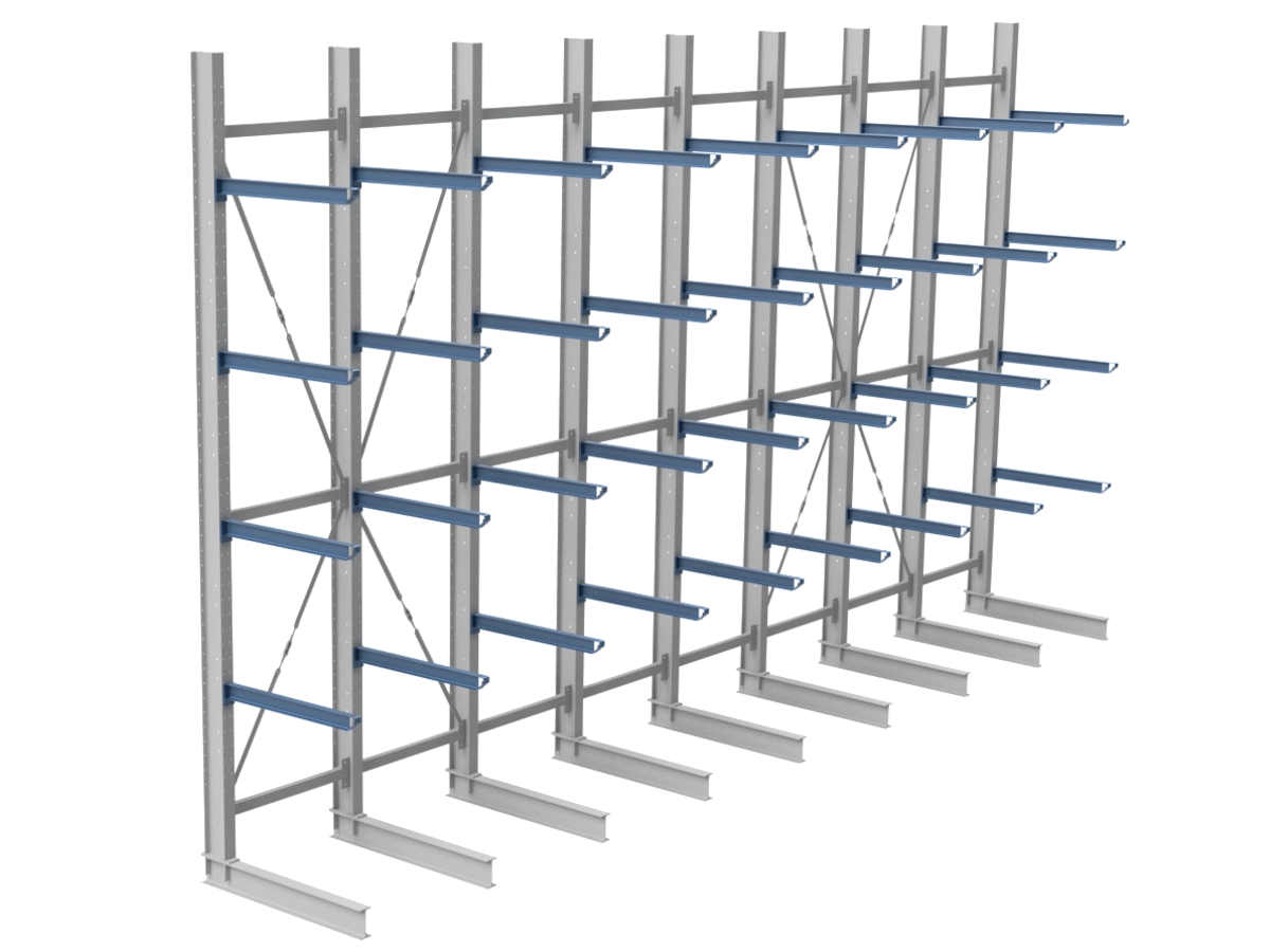 Nimar Rij Draagarmstelling PCBR H=5500 HOH=1200 D=1200 4x Niveau 775kg/draagarm